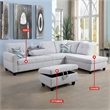 CRO Decor Gray White Flannel 3-Piece Couch Living Room Sofa Set