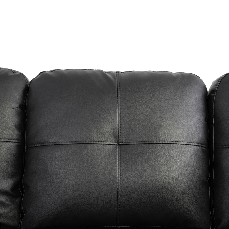 CRO Decor Black Faux Leather 3-Piece Couch Living Room Sofa Set