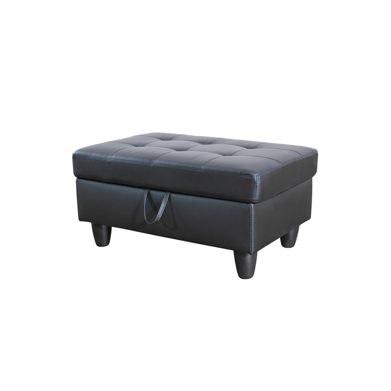 CRO Decor Black Faux Leather 3-Piece Couch Living Room Sofa Set