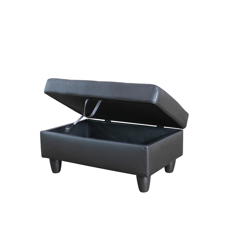 CRO Decor Black Faux Leather 3-Piece Couch Living Room Sofa Set