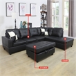 CRO Decor Black Faux Leather 3-Piece Couch Living Room Sofa Set