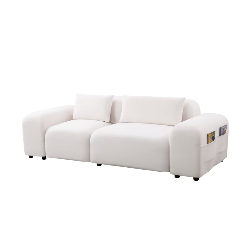 CRO Decor Superior Beige White Lint Living Room Sofa Set