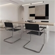 CRO Decor Modern Faux Leather Stainless Steel Chair with Two-piece Set in Black