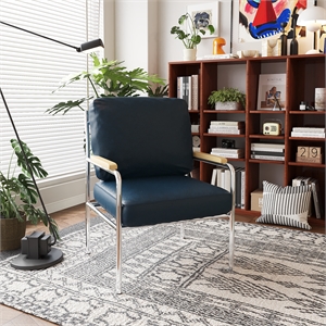 CRO Decor Stainless Steel Leather Sofa (1pc) - Blue