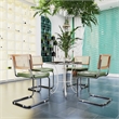 CRO Decor Stainless steel rattan backrest pu leather cushion chair (2pc) - Green