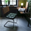 CRO Decor Stainless steel rattan backrest pu leather cushion chair (2pc) - Green