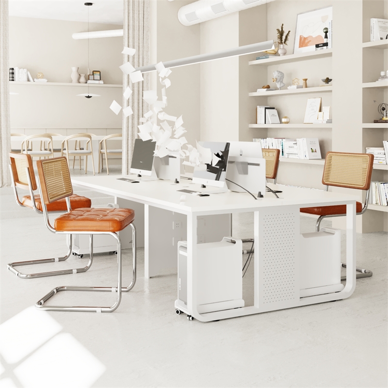 CRO Decor Stainless steel rattan backrest pu leather cushion chair (2pc) - Brown