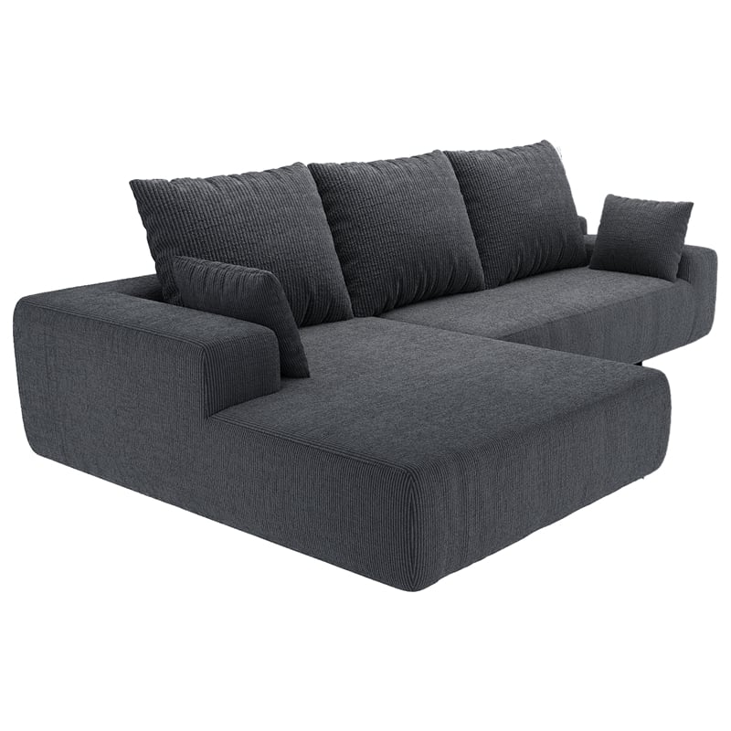 CRO Decor L-shaped Corduroy free-install fully foam-filled Compressed sofa