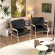 CRO Decor Stainless Steel Leather Sofa (1pc) - Black