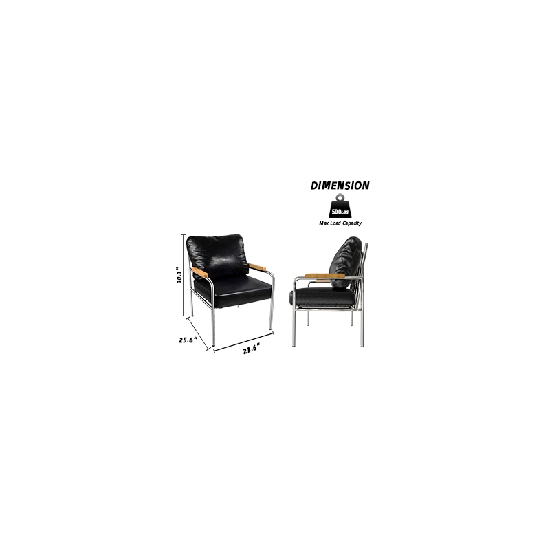 CRO Decor Stainless Steel Leather Sofa (1pc) - Black