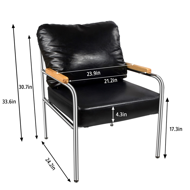 CRO Decor Stainless Steel Leather Sofa (1pc) - Black