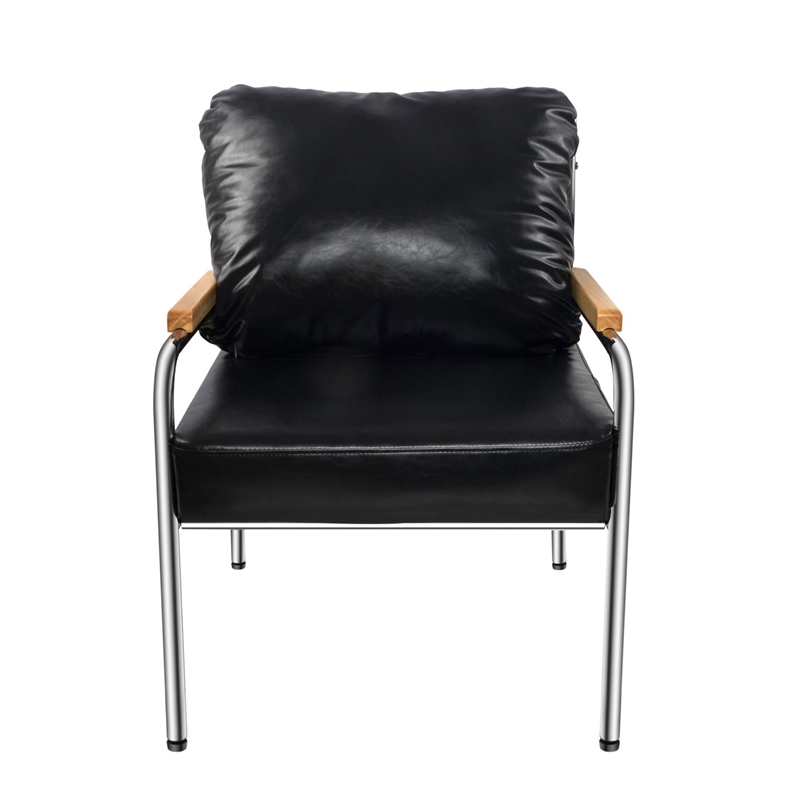 CRO Decor Stainless Steel Leather Sofa (1pc) - Black