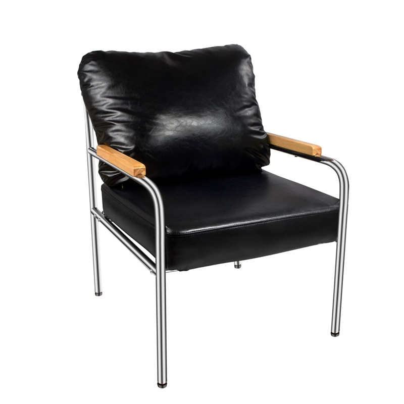 CRO Decor Stainless Steel Leather Sofa (1pc) - Black