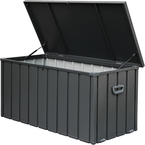 CRO Decor 200 Gallon Black Metal Outdoor Waterproof Storag Box for Yard