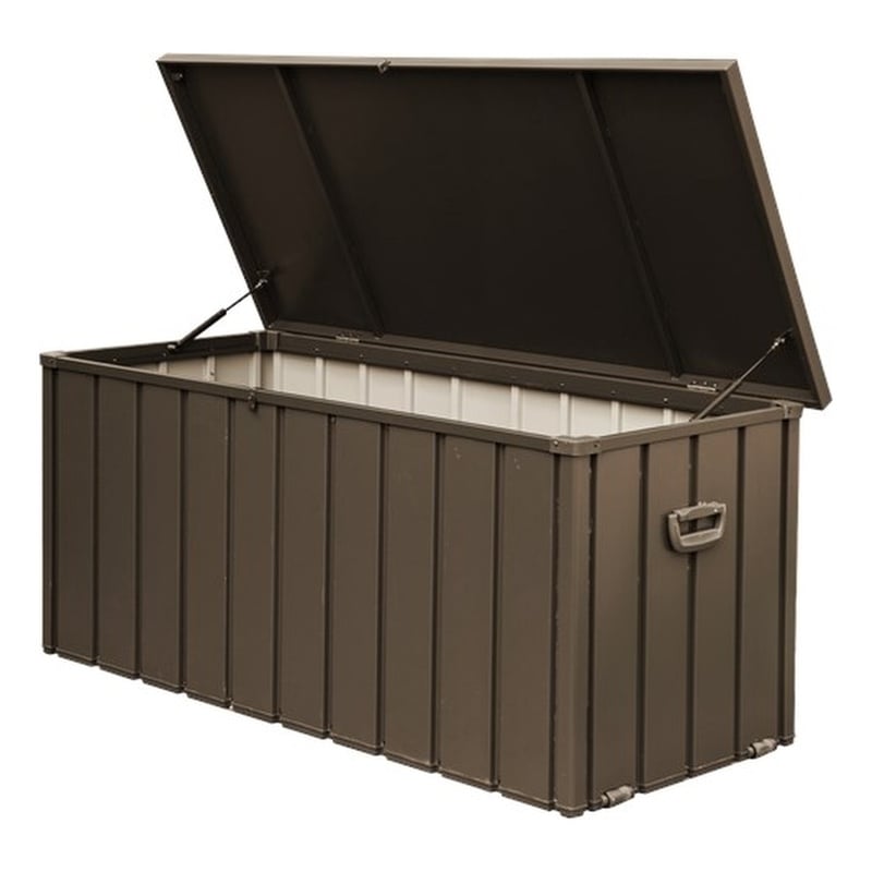 CRO Decor 120 Gallon Brown Metal Outdoor Waterproof Storag Box for Yard