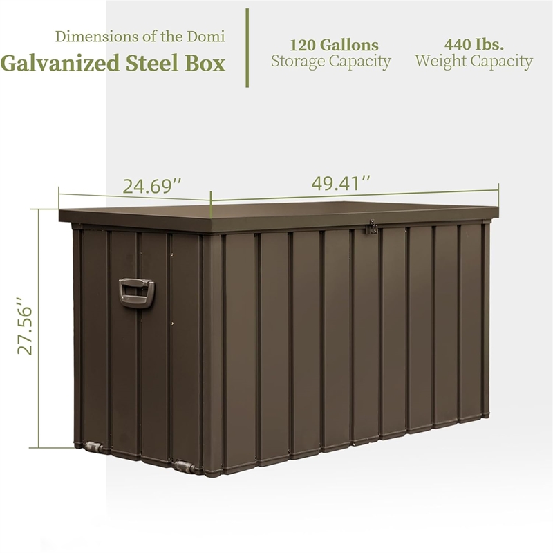 CRO Decor 120 Gallon Brown Metal Outdoor Waterproof Storag Box for Yard