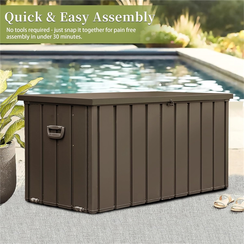 CRO Decor 160 Gallon Brown Metal Outdoor Waterproof Storag Box for Yard