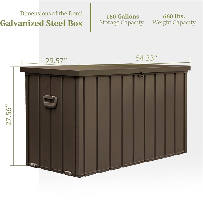 CRO Decor 160 Gallon Brown Metal Outdoor Waterproof Storag Box for Yard