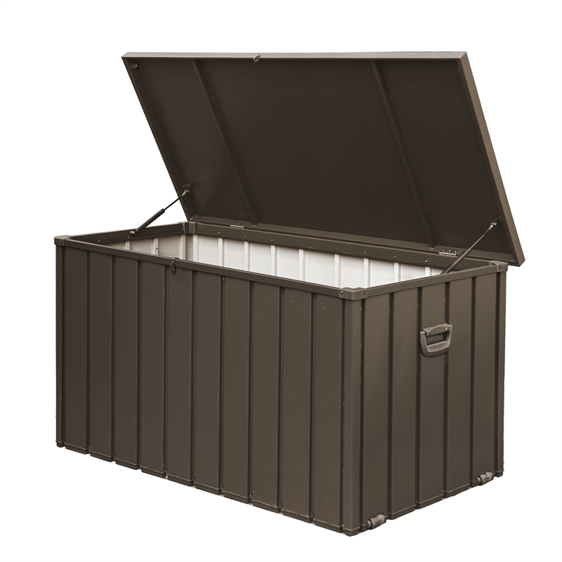 CRO Decor 200 Gallon Brown Metal Outdoor Waterproof Storag Box for Yard