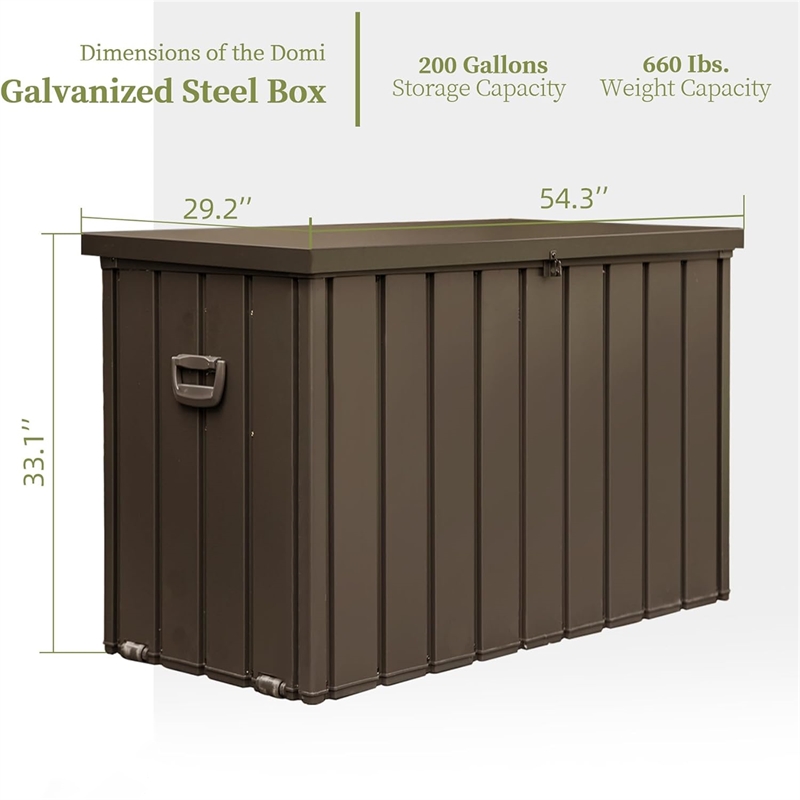 CRO Decor 200 Gallon Brown Metal Outdoor Waterproof Storag Box for Yard