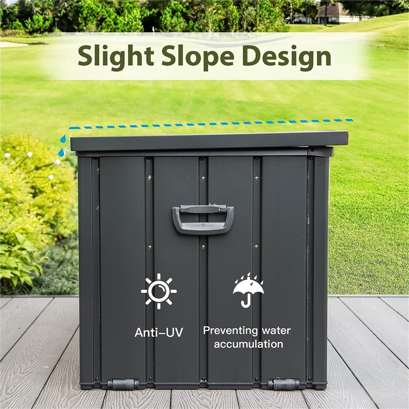 CRO Decor 160 Gallon Black Metal Outdoor Waterproof Storag Box for Yard
