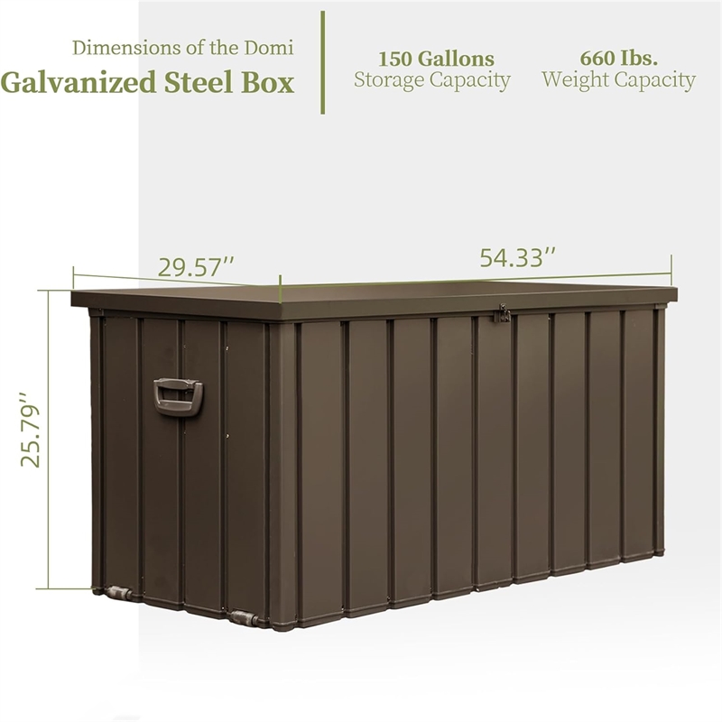 CRO Decor 150 Gallon Brown Metal Outdoor Waterproof Storag Box for Yard