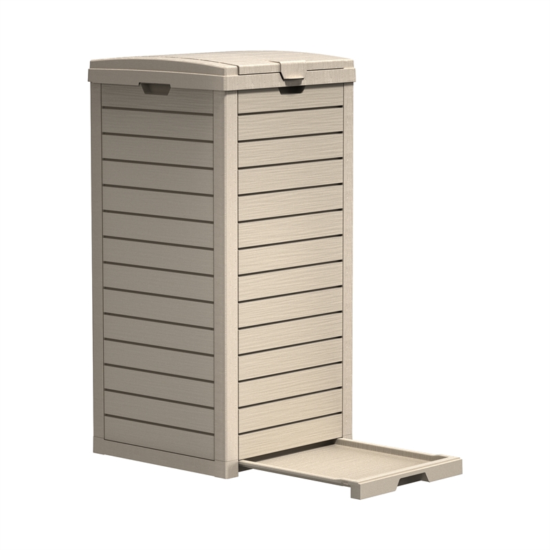 31 Gallon Light Coffee Plastic Outdoor Concealed Trash Can for Yard