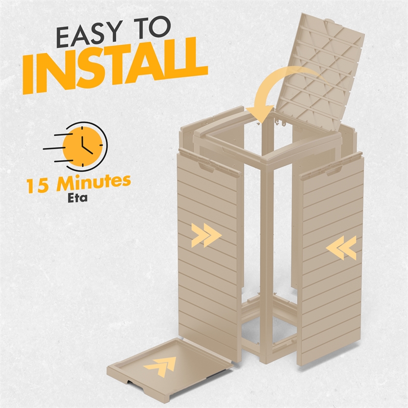 31 Gallon Light Coffee Plastic Outdoor Concealed Trash Can for Yard