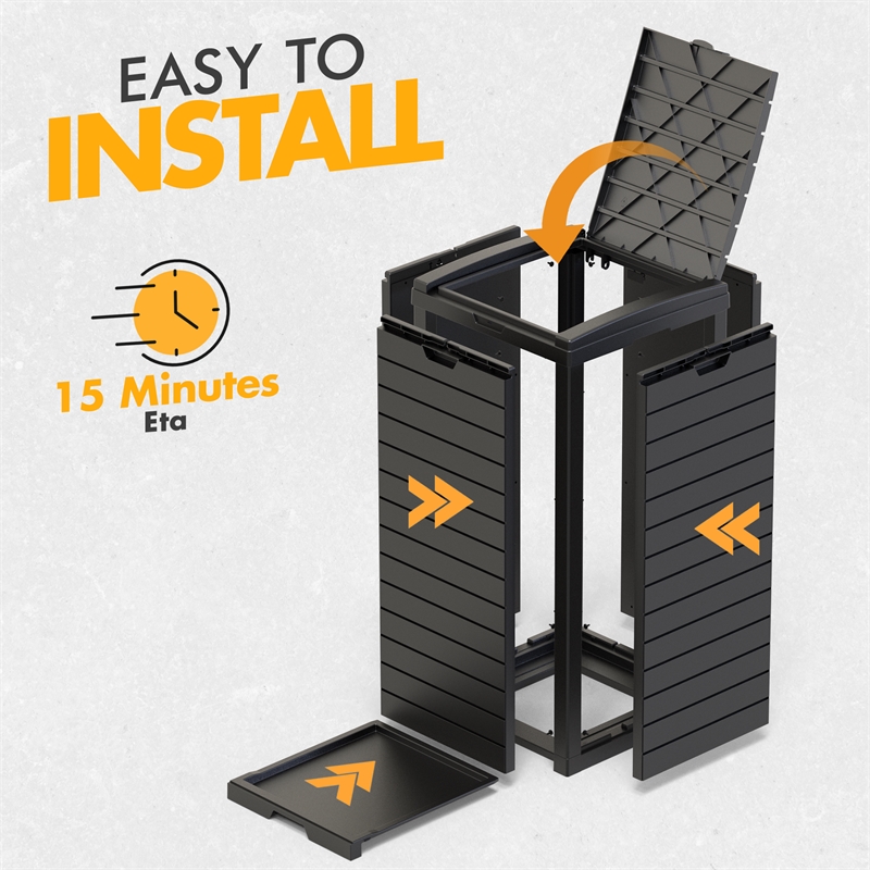 CRO Decor 31 Gallon Black Plastic Outdoor Concealed Trash Can for Yard