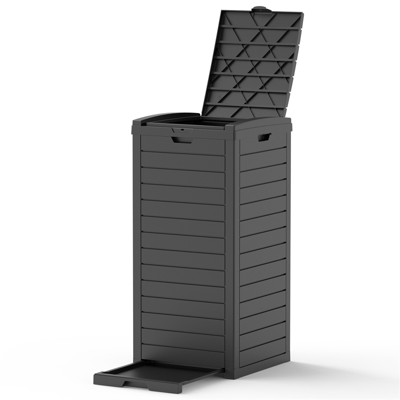 CRO Decor 31 Gallon Black Plastic Outdoor Concealed Trash Can for Yard