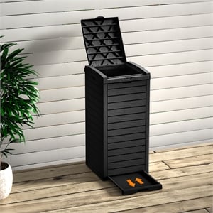 CRO Decor 31 Gallon Black Plastic Outdoor Concealed Trash Can for Yard