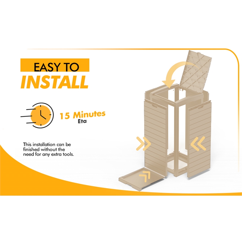 CRO Decor 62 Gallon Light Coffee Plastic Outdoor Concealed Trash Can for Yard