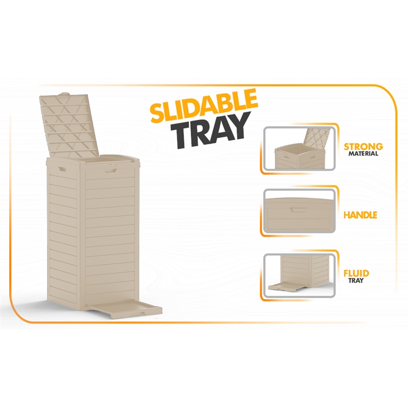 CRO Decor 62 Gallon Light Coffee Plastic Outdoor Concealed Trash Can for Yard