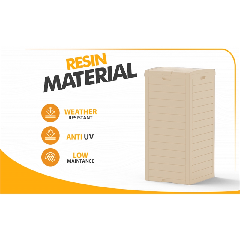 CRO Decor 62 Gallon Light Coffee Plastic Outdoor Concealed Trash Can for Yard