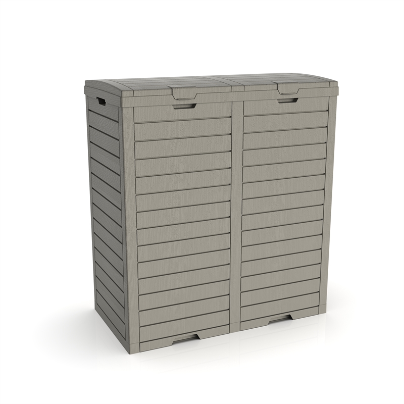 CRO Decor 62 Gallon Light Coffee Plastic Outdoor Concealed Trash Can for Yard