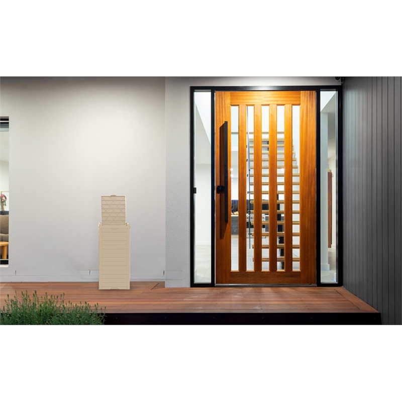 CRO Decor 62 Gallon Light Coffee Plastic Outdoor Concealed Trash Can for Yard