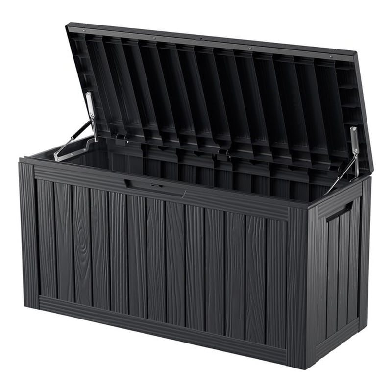 CRO Decor 80 Gallon Large Resin Water Resistant Patio Storage Box - Black
