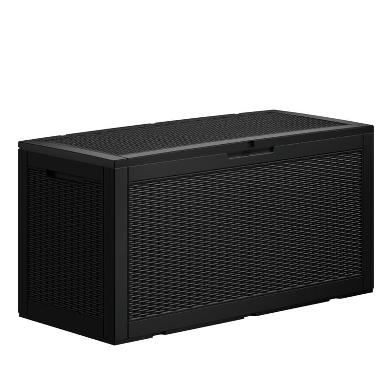 CRO Decor 100gal Resin Water Resistant Patio Storage Box with Rattan Pattern