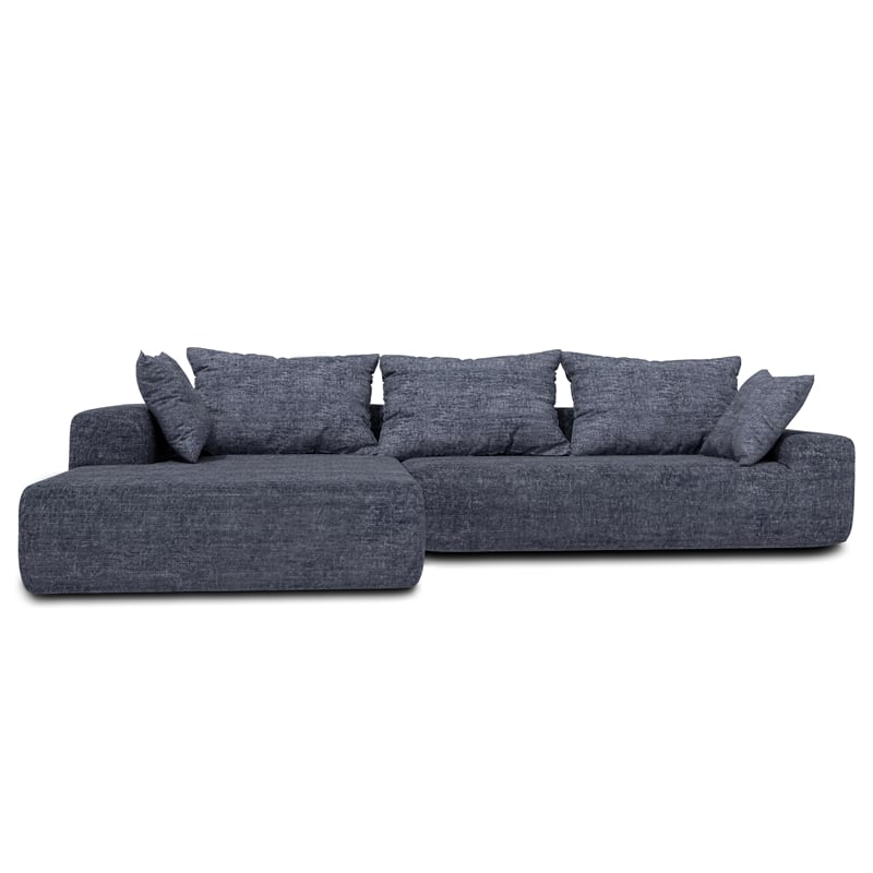 2-Piece Blue Chenille Combination Floor Compressed Sofa-No Assembly Required