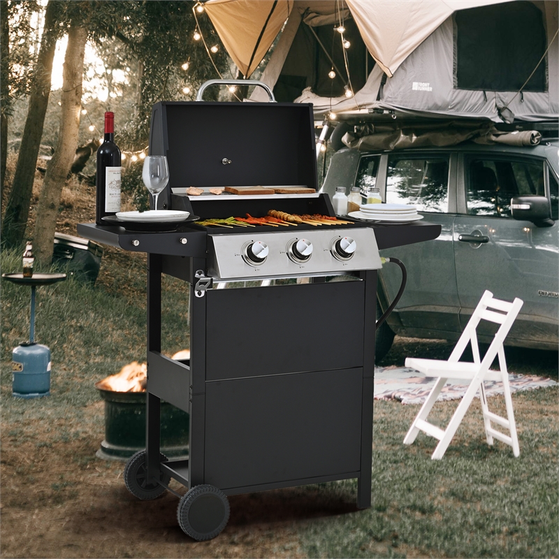 3 Burner Barbecue Grill Stainless Steel 26000 BTU Patio Garden Barbecue Grill