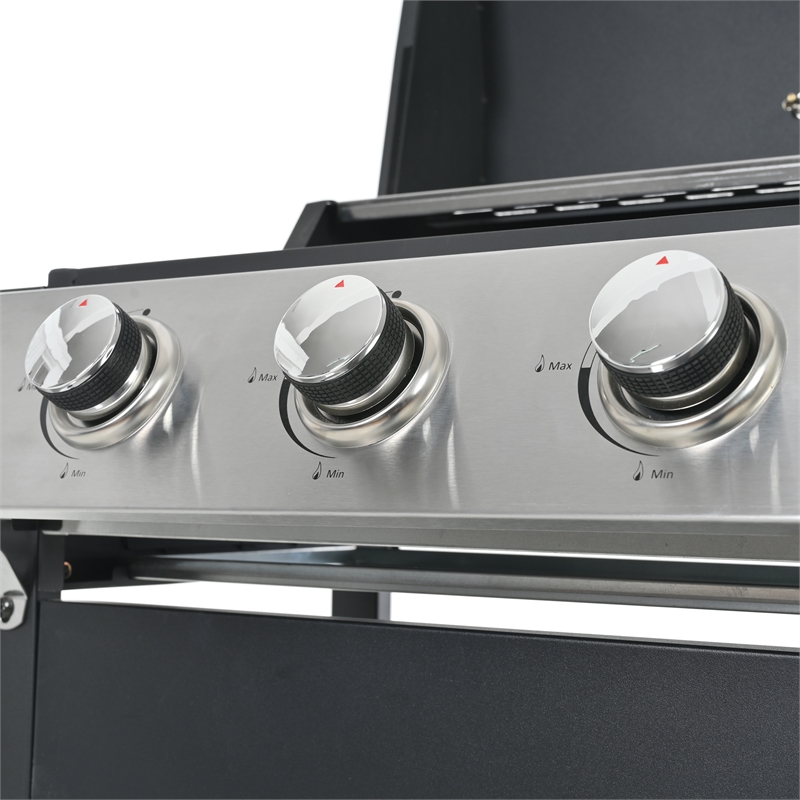 3 Burner Barbecue Grill Stainless Steel 26000 BTU Patio Garden Barbecue Grill
