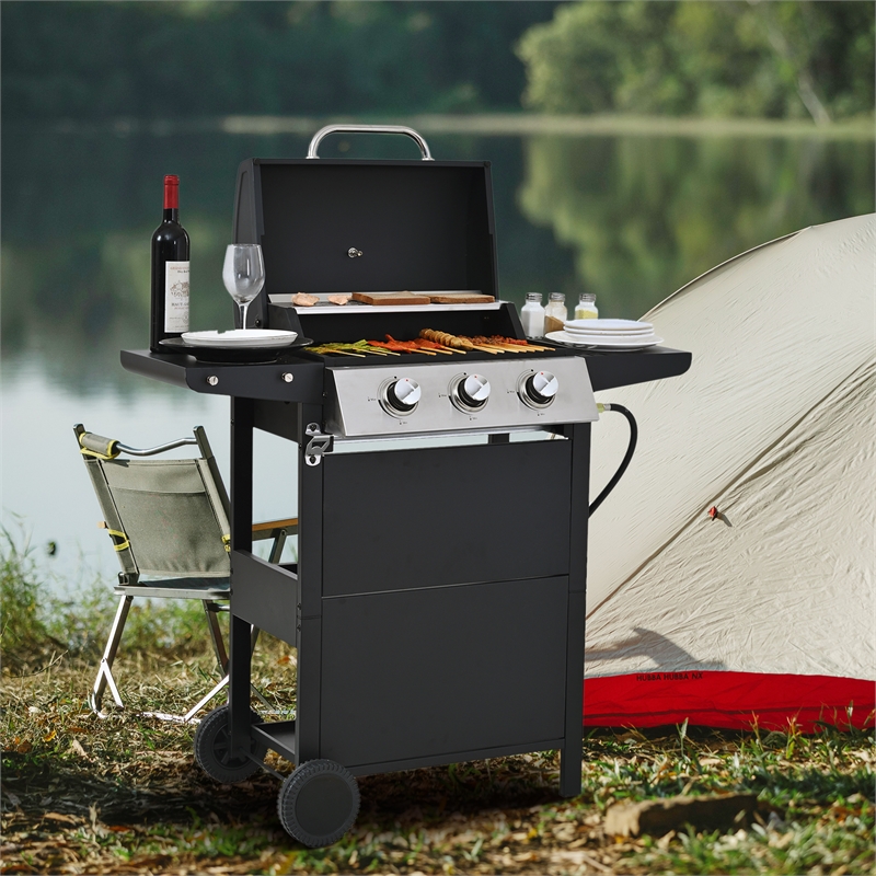 3 Burner Barbecue Grill Stainless Steel 26000 BTU Patio Garden Barbecue Grill