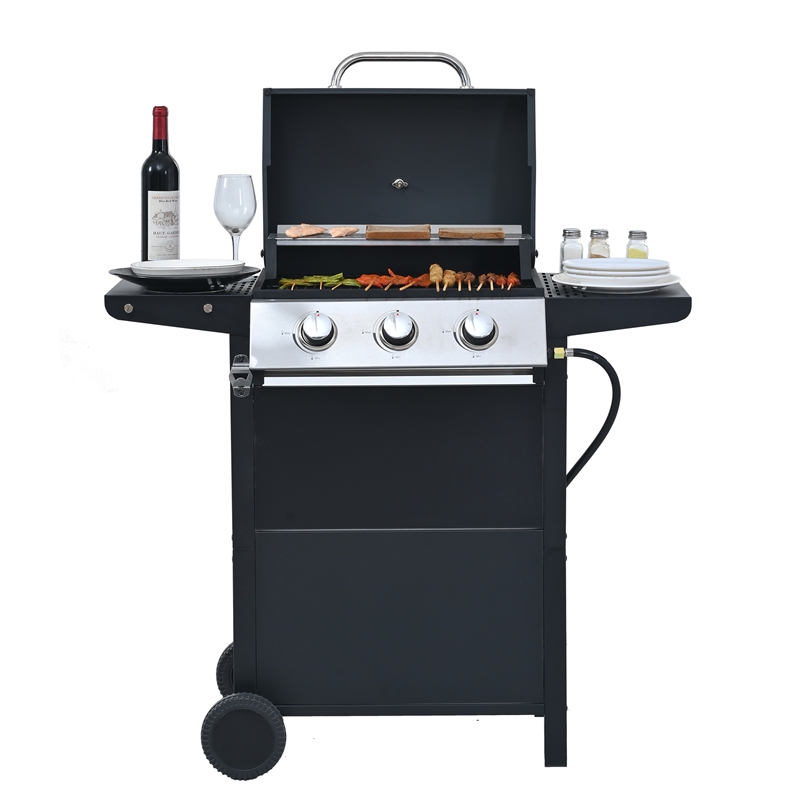 3 Burner Barbecue Grill Stainless Steel 26000 BTU Patio Garden Barbecue Grill