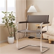 Saddle Leather Accent Chair Stainless Steel Arm Chair Dining Chair - Brown