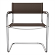Saddle Leather Accent Chair Stainless Steel Arm Chair Dining Chair - Brown