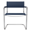 Saddle Leather Accent Chair Stainless Steel Arm Chair Dining Chair - Blue
