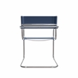 Saddle Leather Accent Chair Stainless Steel Arm Chair Dining Chair - Blue
