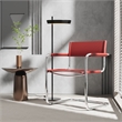Saddle Leather Accent Chair Stainless Steel Arm Chair Dining Chair - Red