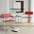 Saddle Leather Accent Chair Stainless Steel Arm Chair Dining Chair - Red