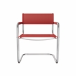 Saddle Leather Accent Chair Stainless Steel Arm Chair Dining Chair - Red